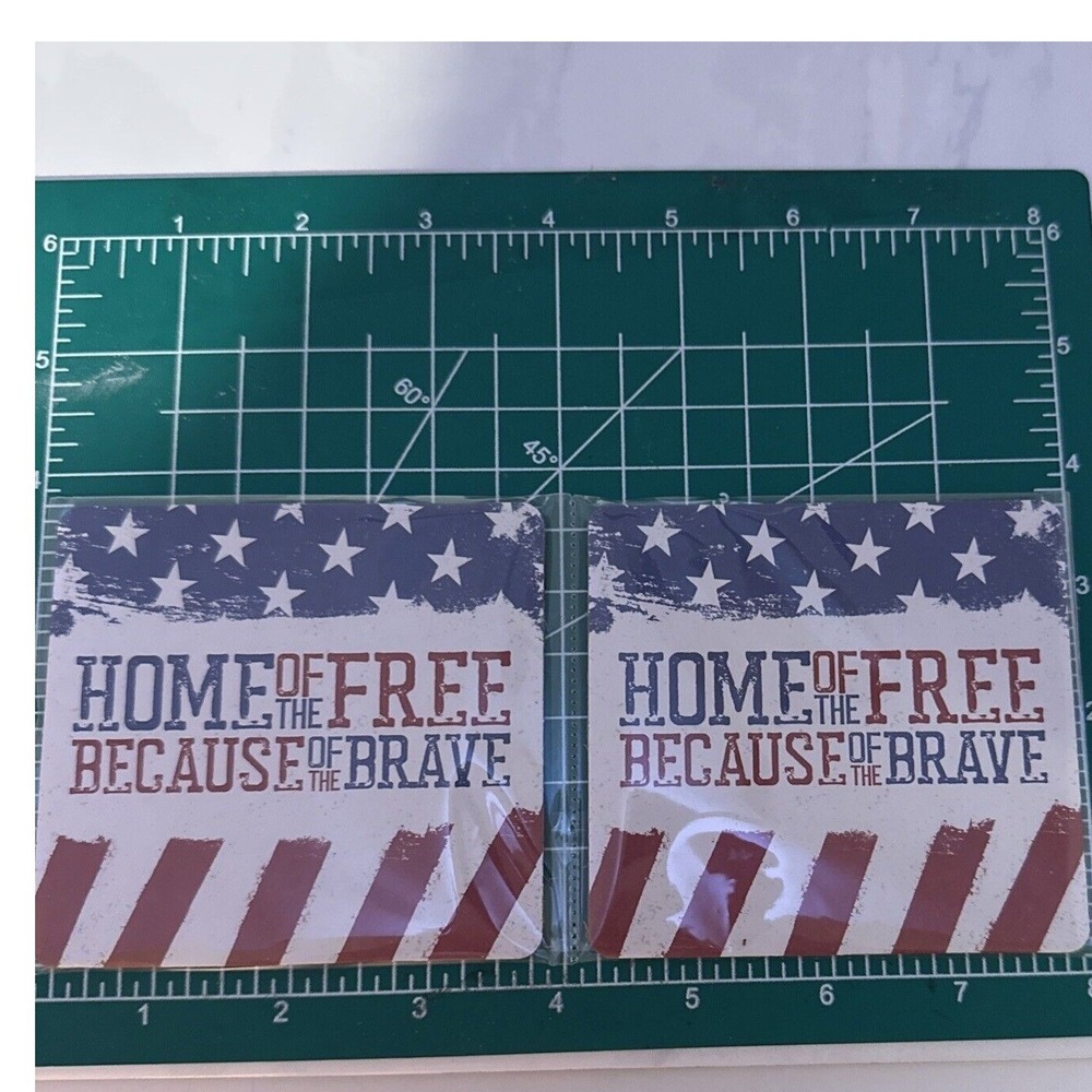 VFW Patriotic Coasters Home of the‎ Free Because of the Brave Set of 2 - Picture 4 of 5